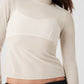 Mesh Sheer Illusion Mock Neck Long‑Sleeve — Ivory