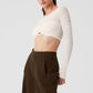 Mesh Sheer Illusion Cropped Long‑Sleeve — Ivory