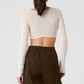 Mesh Sheer Illusion Cropped Long‑Sleeve — Ivory