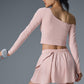 Asymmetric Sheer Glow Long‑Sleeve — Ballet Pink