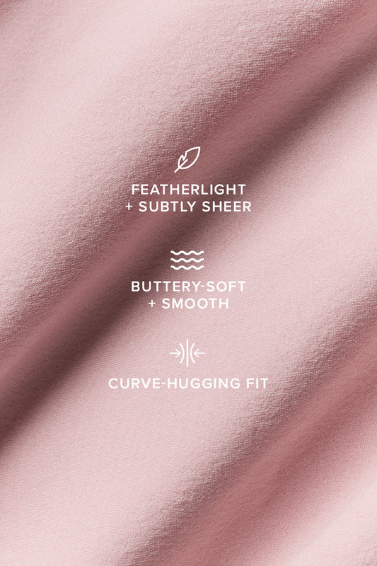 Asymmetric Sheer Glow Long‑Sleeve — Ballet Pink