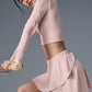 Asymmetric Sheer Glow Long‑Sleeve — Ballet Pink