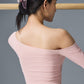 Asymmetric Sheer Glow Long‑Sleeve — Ballet Pink