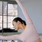 Asymmetric Sheer Glow Long‑Sleeve — Ballet Pink