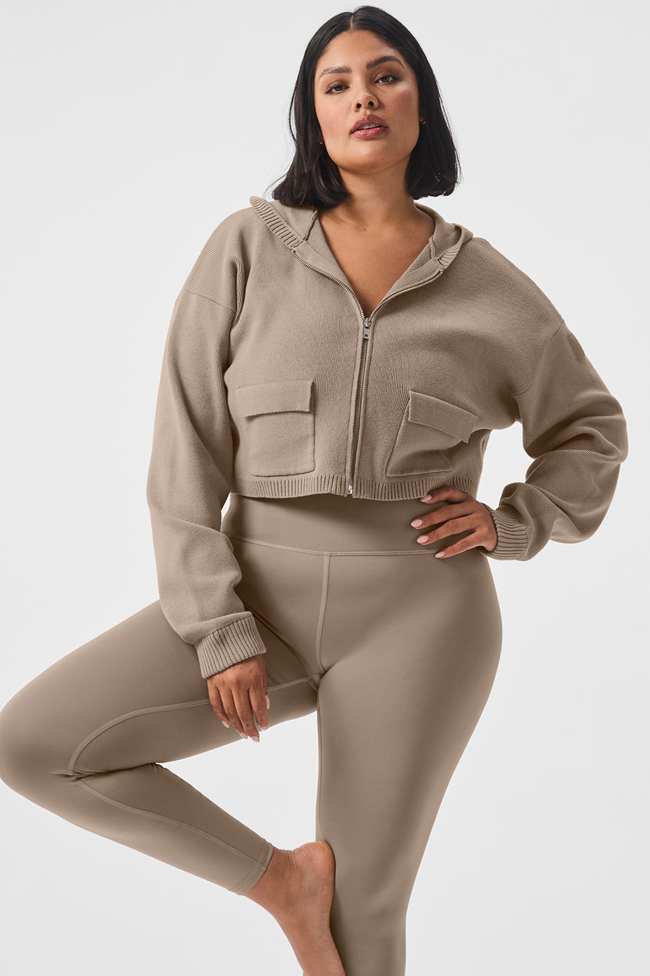 Scholar Knit Cargo Full Zip Hooded Sweatshirt — Gravel