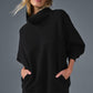 Hazy Mock Neck Crew Sweatshirt — Black