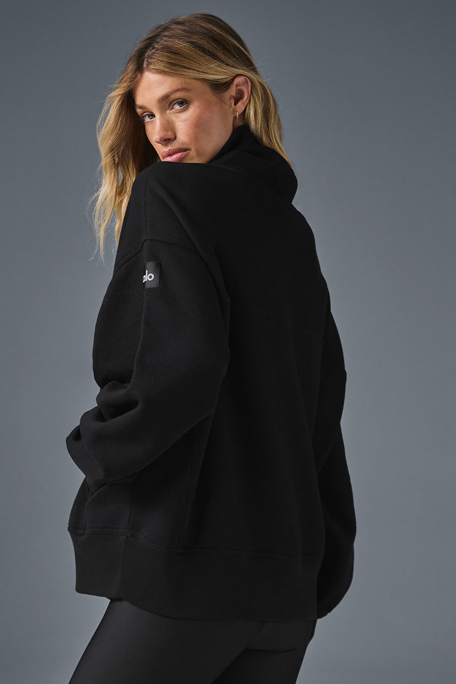 Hazy Mock Neck Crew Sweatshirt — Black