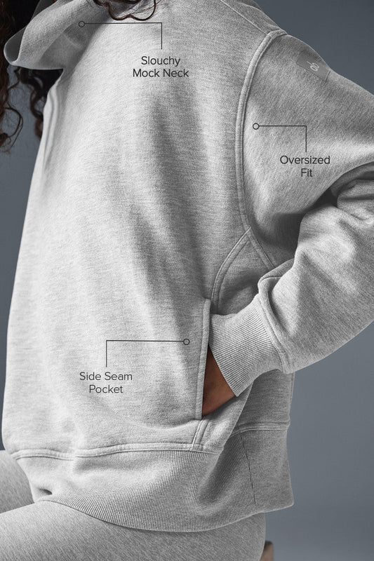 Hazy Mock Neck Crew Sweatshirt — Athletic Heather Grey