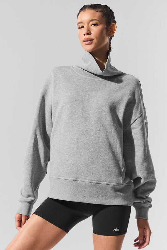 Hazy Mock Neck Crew Sweatshirt — Dark Athletic Heather Grey