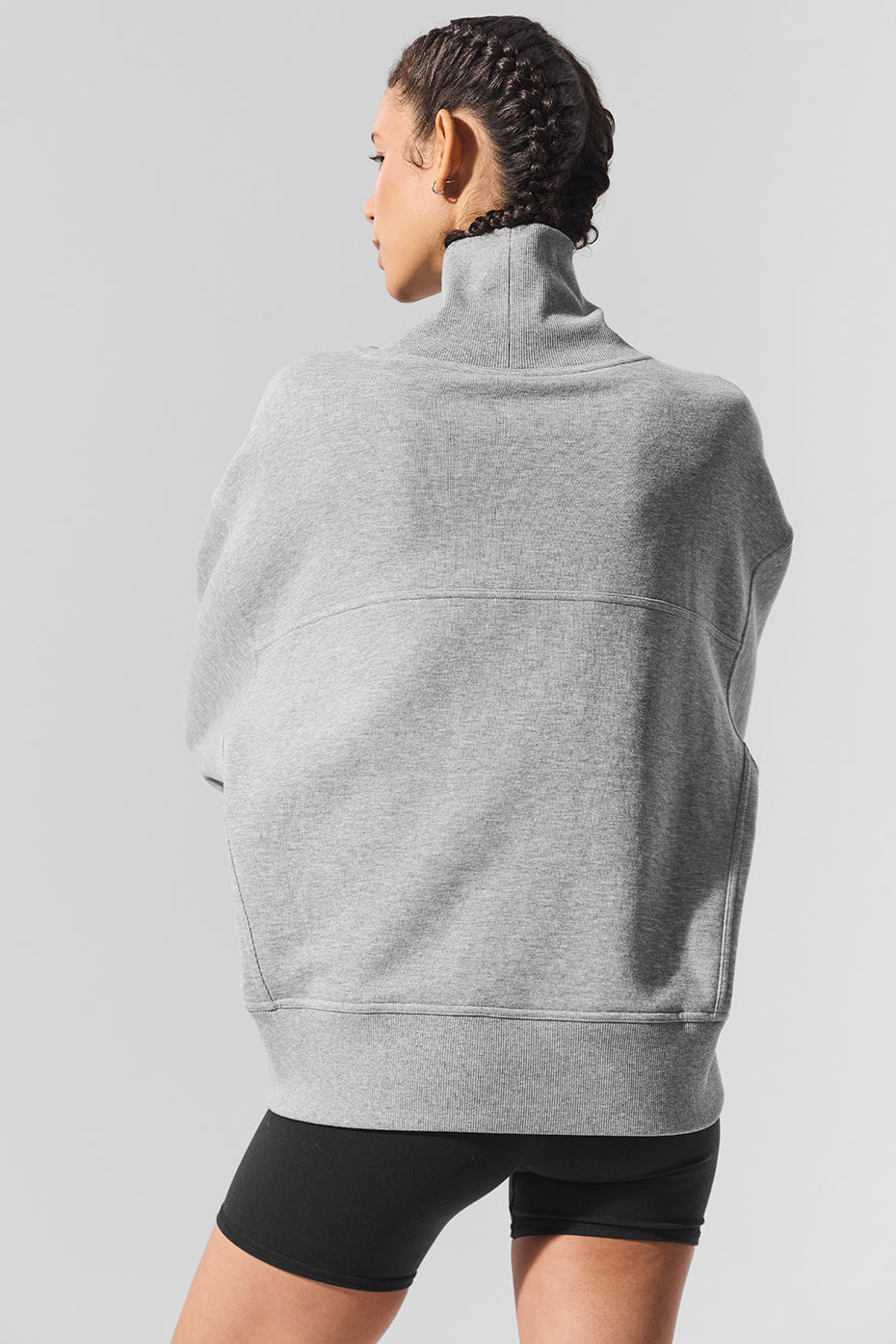 Hazy Mock Neck Crew Sweatshirt — Dark Athletic Heather Grey