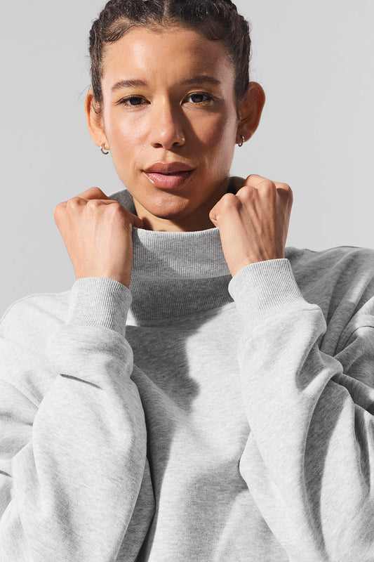 Hazy Mock Neck Crew Sweatshirt — Light Athletic Heather Grey
