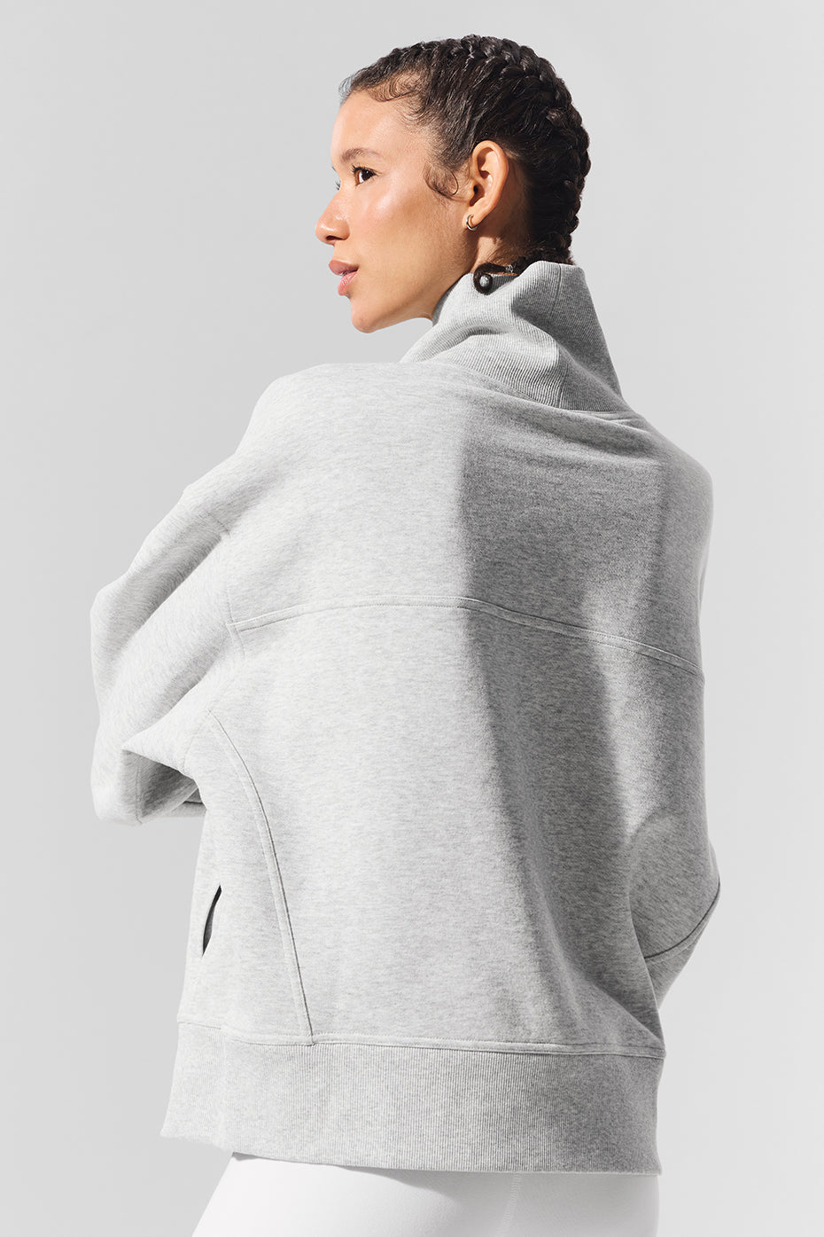 Hazy Mock Neck Crew Sweatshirt — Light Athletic Heather Grey