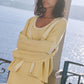 Tennis Club Sweater Knit Cardigan — Warm Butter/White