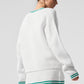 Tennis Club Sweater Knit Cardigan — White/Spruce Green