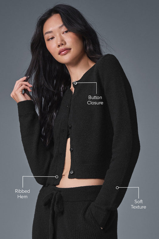 Snuggle Up Sweater Cropped Cardigan — Black