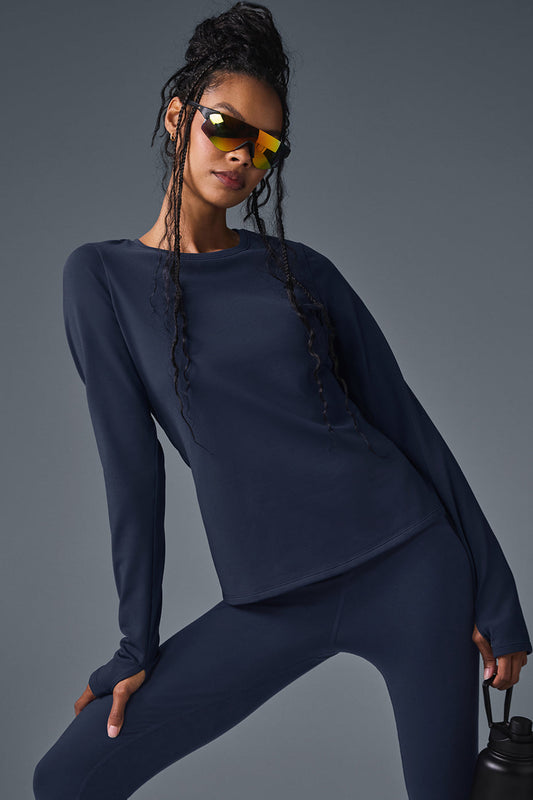 Airbrush Winter Warm Nocturne Long‑Sleeve — Navy