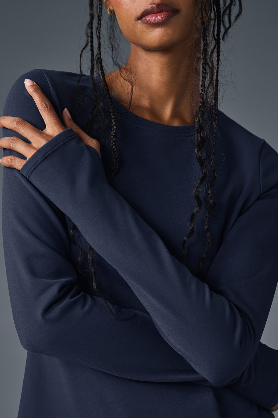 Airbrush Winter Warm Nocturne Long‑Sleeve — Navy