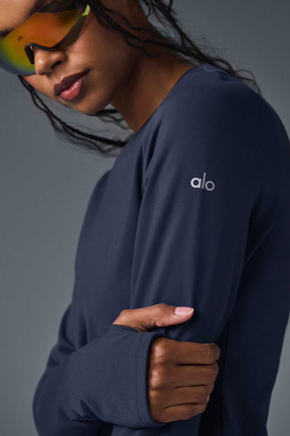 Airbrush Winter Warm Nocturne Long‑Sleeve — Navy