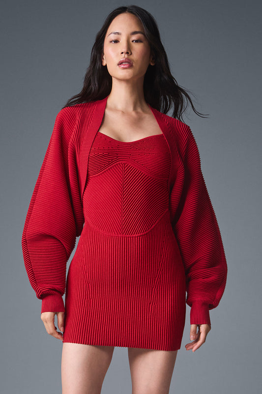 Denim Knit Shawl — Bold Red/Dark Bold Red