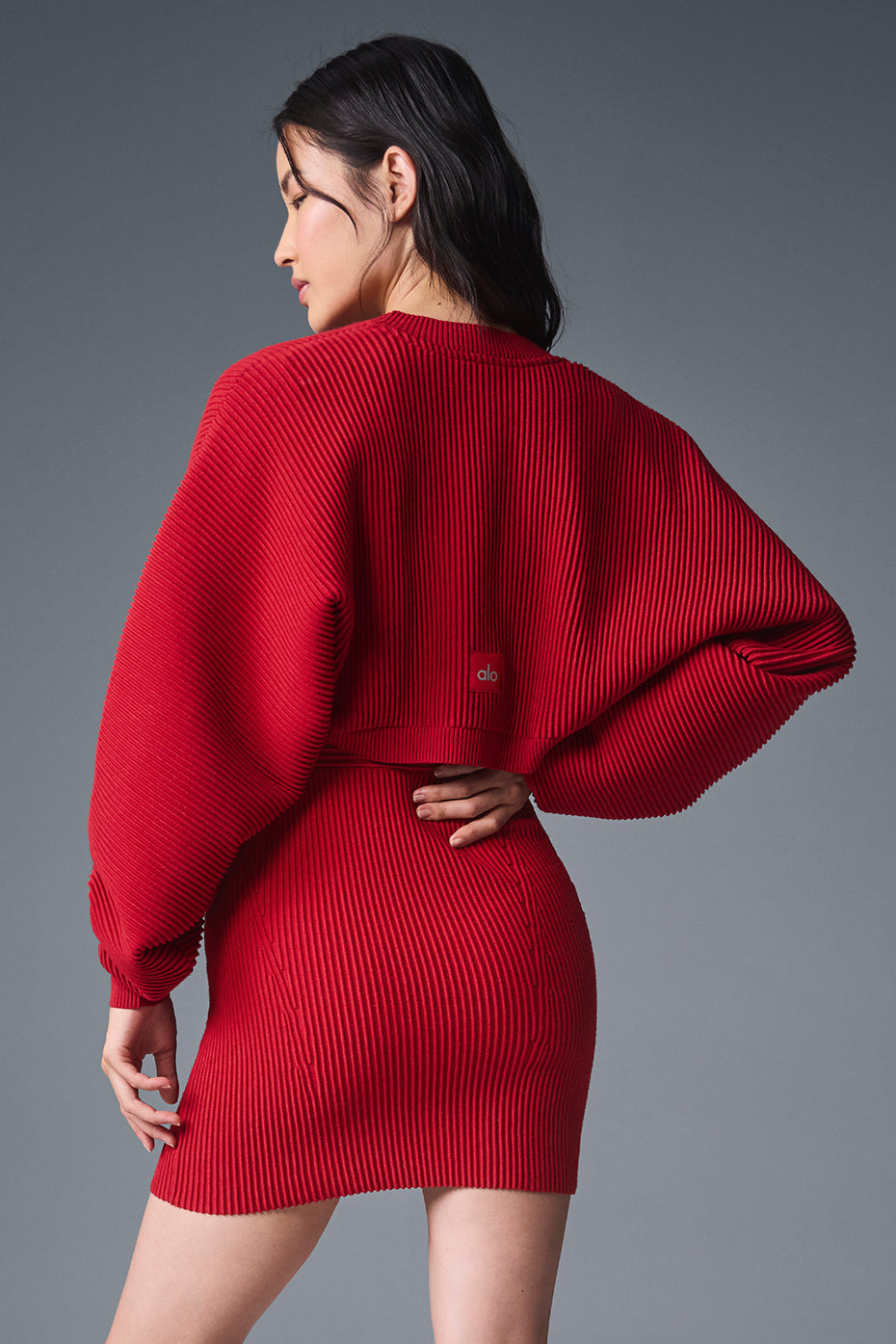 Denim Knit Shawl — Bold Red/Dark Bold Red