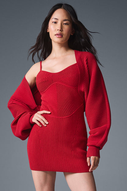 Denim Knit Shawl — Bold Red/Dark Bold Red
