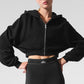 Sweet Escape Zip Up Hooded Sweatshirt — Black