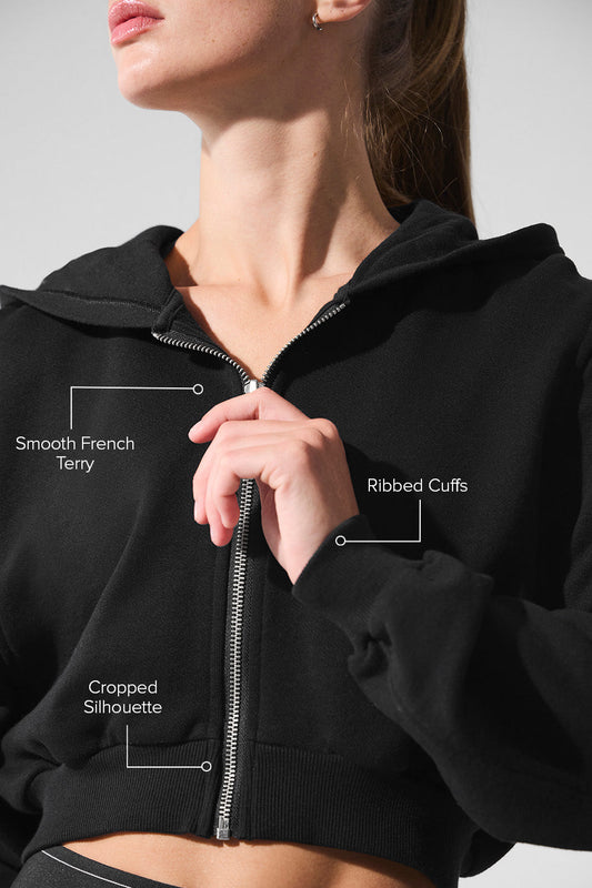 Sweet Escape Zip Up Hooded Sweatshirt — Black