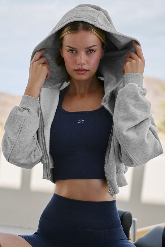 Sweet Escape Zip Up Hooded Sweatshirt — Athletic Heather Grey