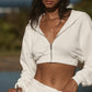 Sweet Escape Zip Up Hooded Sweatshirt — Ivory