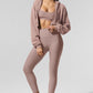 Sweet Escape Zip Up Hooded Sweatshirt — Taupe