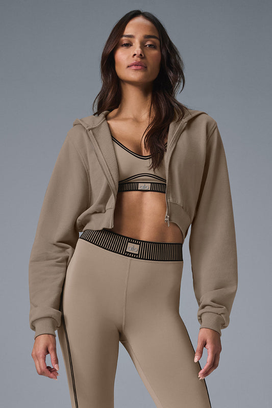 Sweet Escape Zip Up Hooded Sweatshirt — Gravel