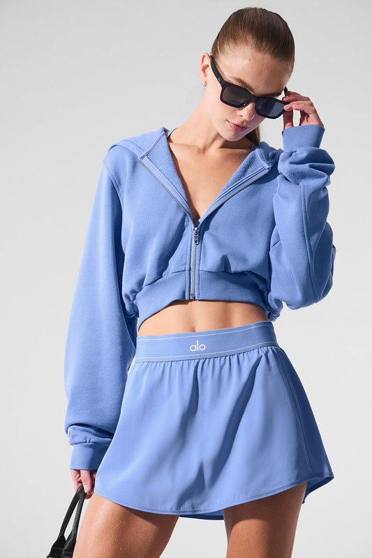 Sweet Escape Zip Up Hooded Sweatshirt — Crystal Clear Blue