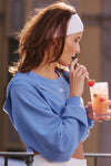 Sweet Escape Zip Up Hooded Sweatshirt — Crystal Clear Blue