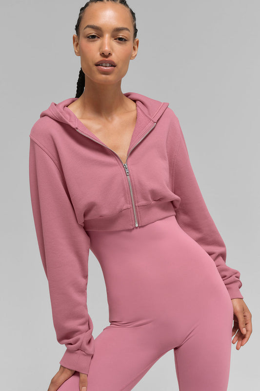 Sweet Escape Zip Up Hooded Sweatshirt — Pink Wild Rose