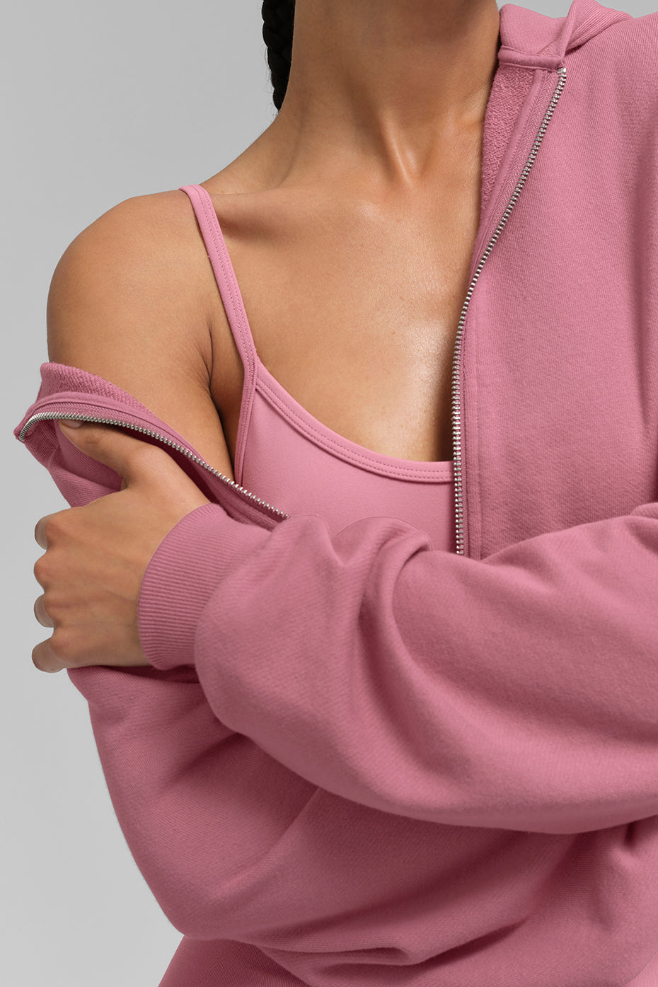 Sweet Escape Zip Up Hooded Sweatshirt — Pink Wild Rose