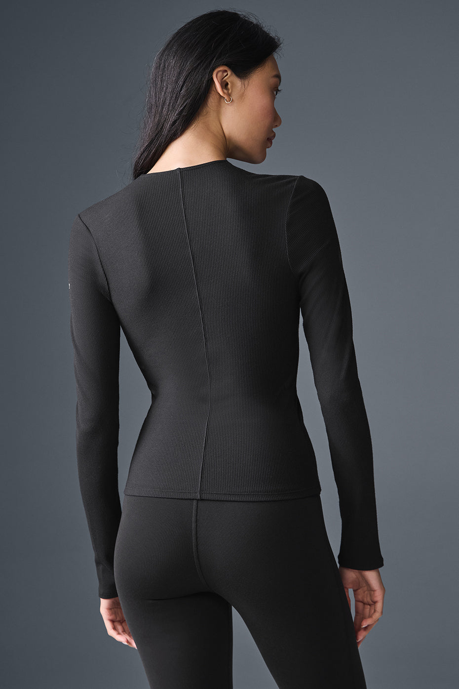 Ribbed Mesmerize Long‑Sleeve — Black