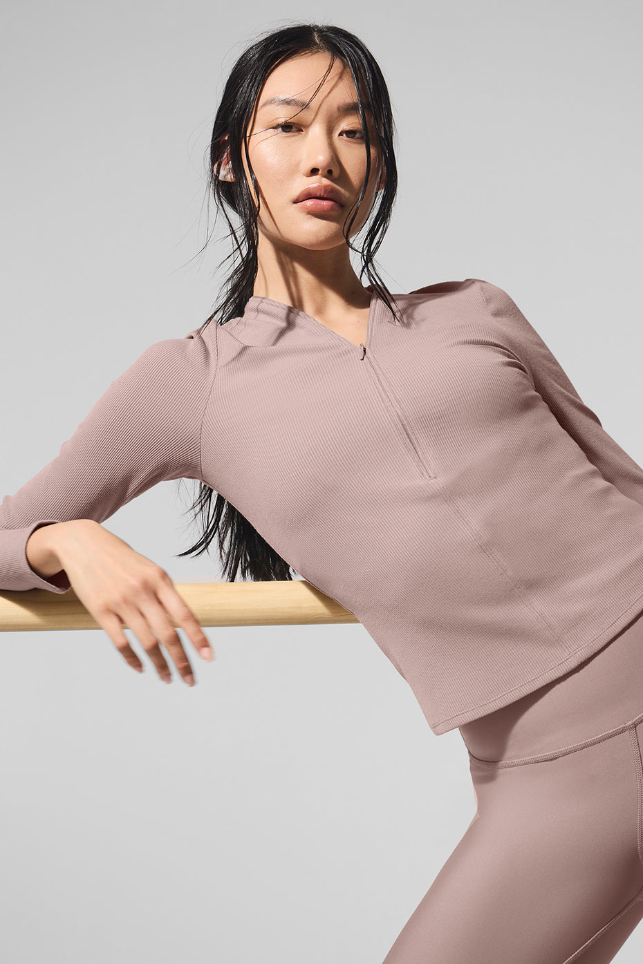 Ribbed Mesmerize Long‑Sleeve — Taupe