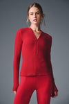 Ribbed Mesmerize Long‑Sleeve — Bold Red