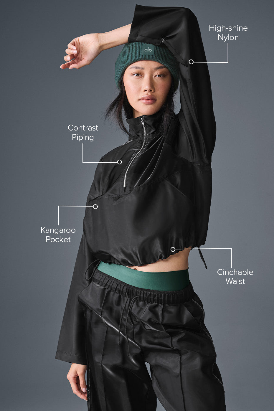 Cropped Afterglow Crew Sweatshirt — Black