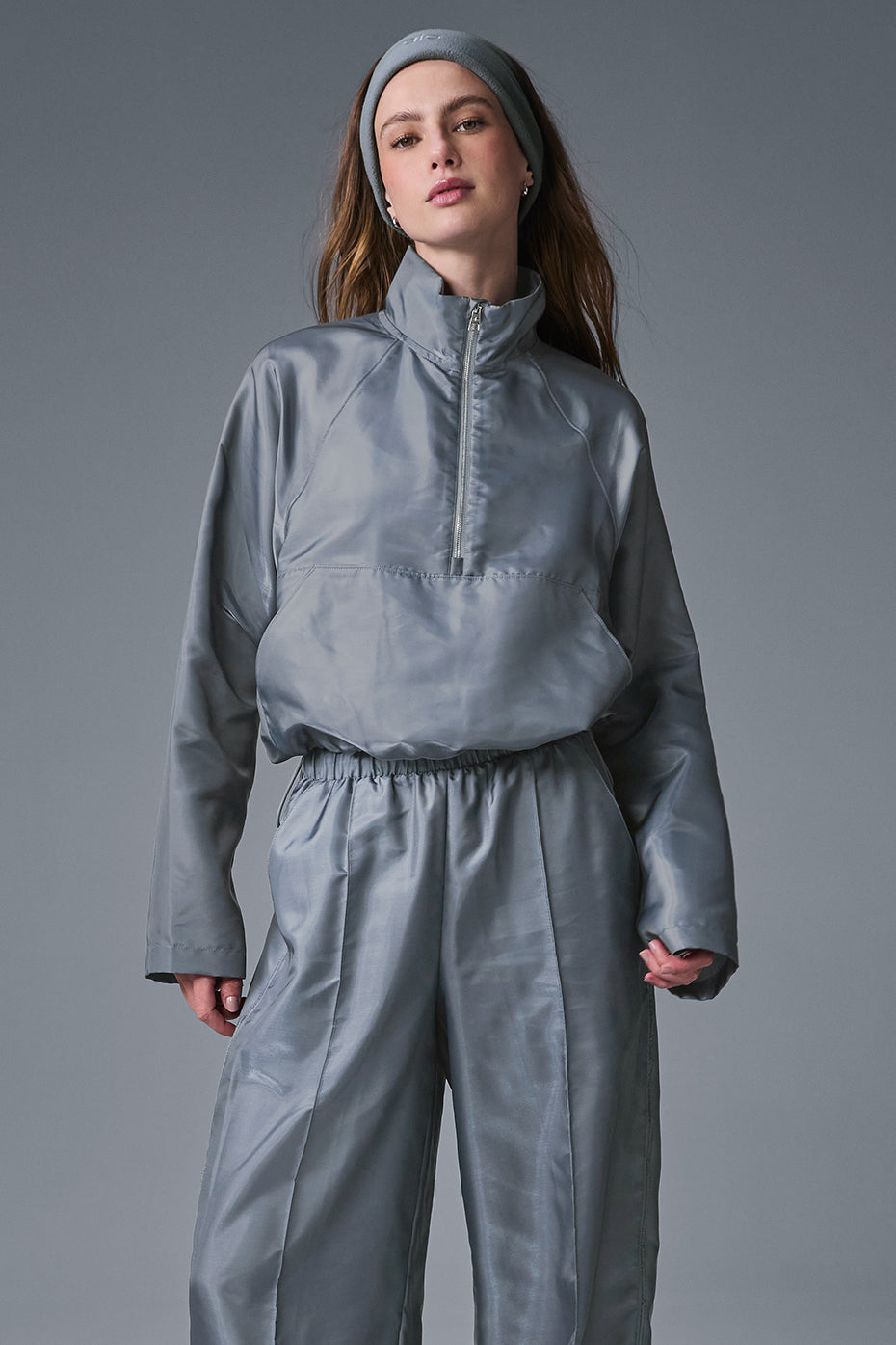 Cropped Afterglow Crew Sweatshirt — Steel Grey