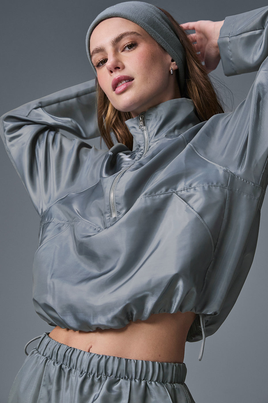 Cropped Afterglow Crew Sweatshirt — Steel Grey