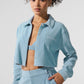 Micro Corduroy Cropped Dreamer Button Down — Celestial Blue
