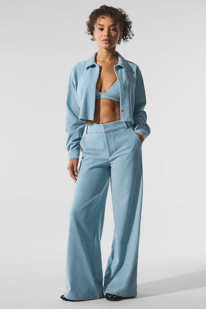 Micro Corduroy Cropped Dreamer Button Down — Celestial Blue