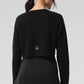 Cashmere Plush Waffle Cardigan — Black