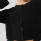 Cashmere Plush Waffle Cardigan — Black