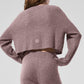 Cashmere Plush Waffle Cardigan — Mushroom Heather