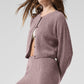 Cashmere Plush Waffle Cardigan — Mushroom Heather