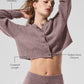 Cashmere Plush Waffle Cardigan — Mushroom Heather
