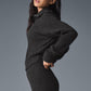 Cashmere Plush Waffle 1/4 Zip Crew Sweatshirt — Dark Heather Grey