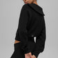 Cashmere Plush Waffle 1/4 Zip Crew Sweatshirt — Black